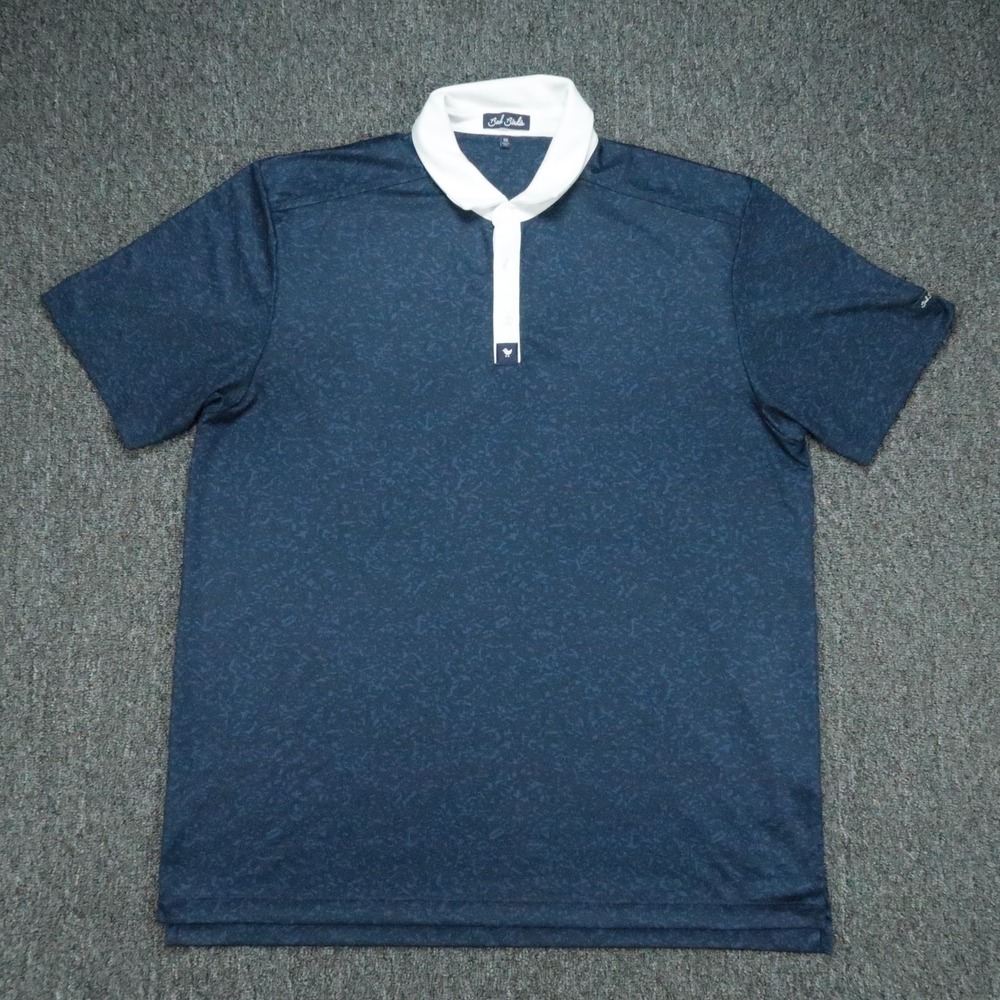 Bad Birdie Shirt Mens XXL Blue White Polo Short Sleeve All Over Print Golf